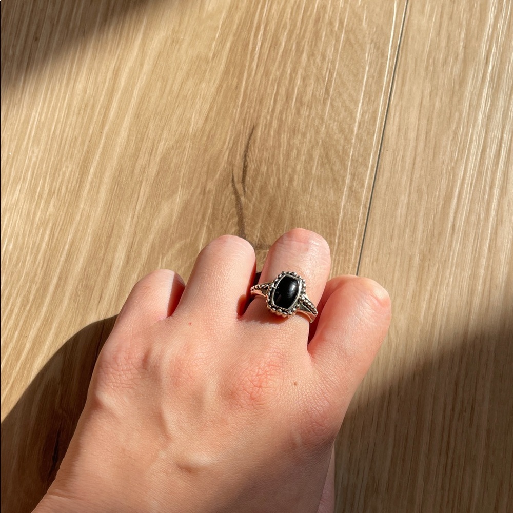 Silver Ring with Black Stone
